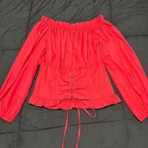 Victorian Blouse Womens Vintage Off The Shoulder Corset Style Ruffle Top